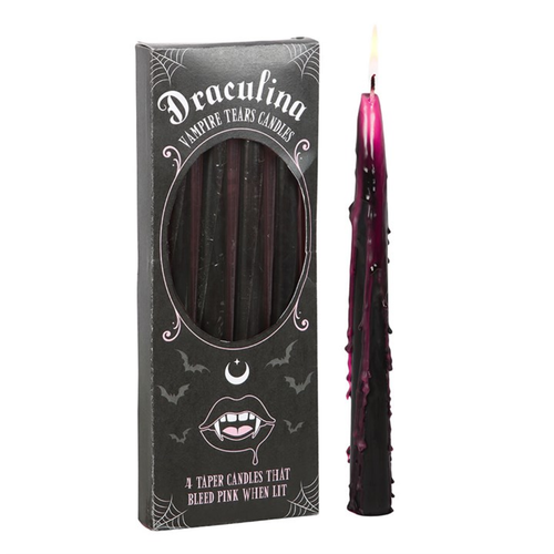 Set of 4 Pink Vampire Tears Taper Candles image 2