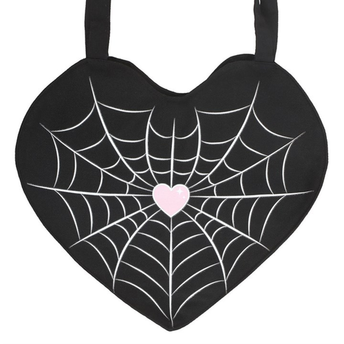 Spiderweb Heart Satin Tote Bag image 1