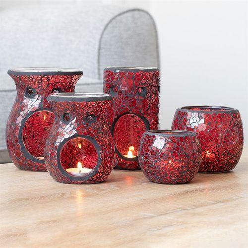 Red Pillar Crackle Glass Oil Burner and Wax Warmer image 2