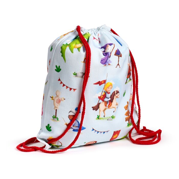 Drawstring Canvas Bag - Knights & Dragons image 1