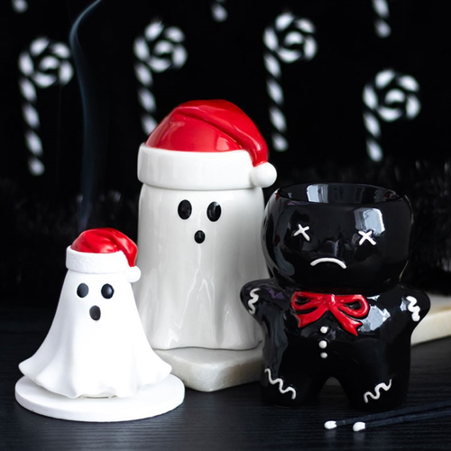 Ghost with Santa Hat Incense Cone Holder image 0