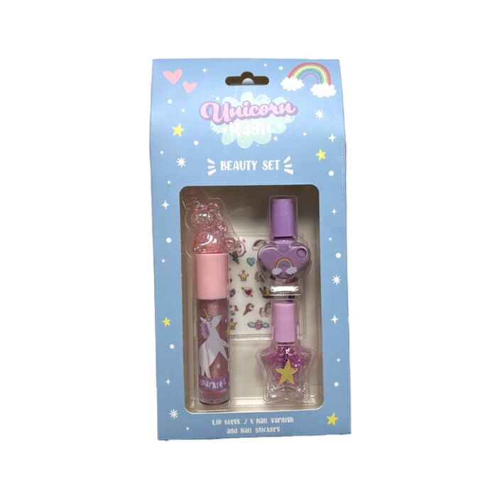 Kids Lip Gloss & Nail Cosmetic Beauty Set - Unicorn Magic image 0