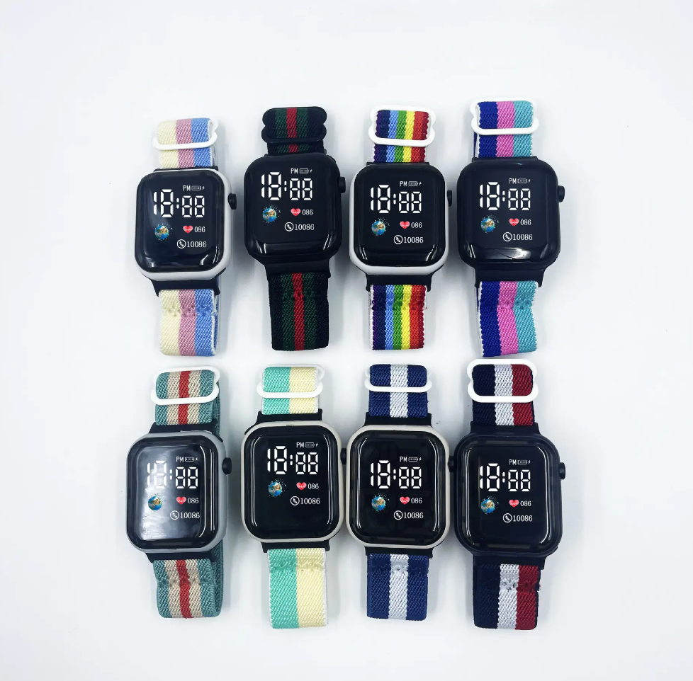 2024 OEM New Arrival Nylon Straps Elastic Band Sports Watch Elastic Belt Bracelet Wristwatch Luxury Electronic Digital Watch image 1