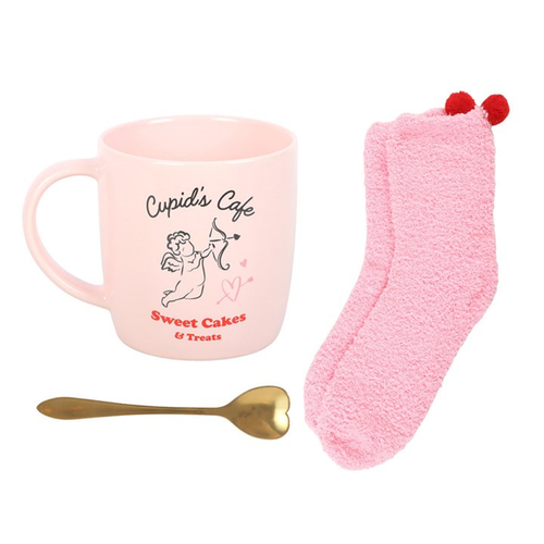 Cupid's Café Mug, Spoon and Socks Set image 2