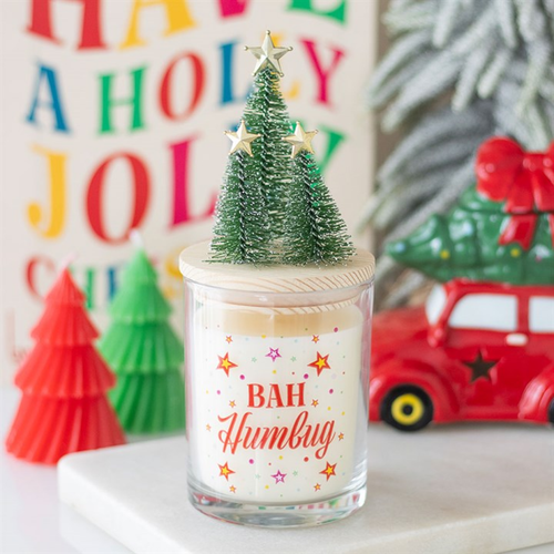 Bah Humbug Orange & Clove Glass Candle with Tree image 0