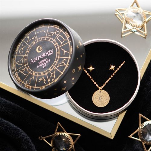 Astrology Wheel Earring and Necklace Set image 0