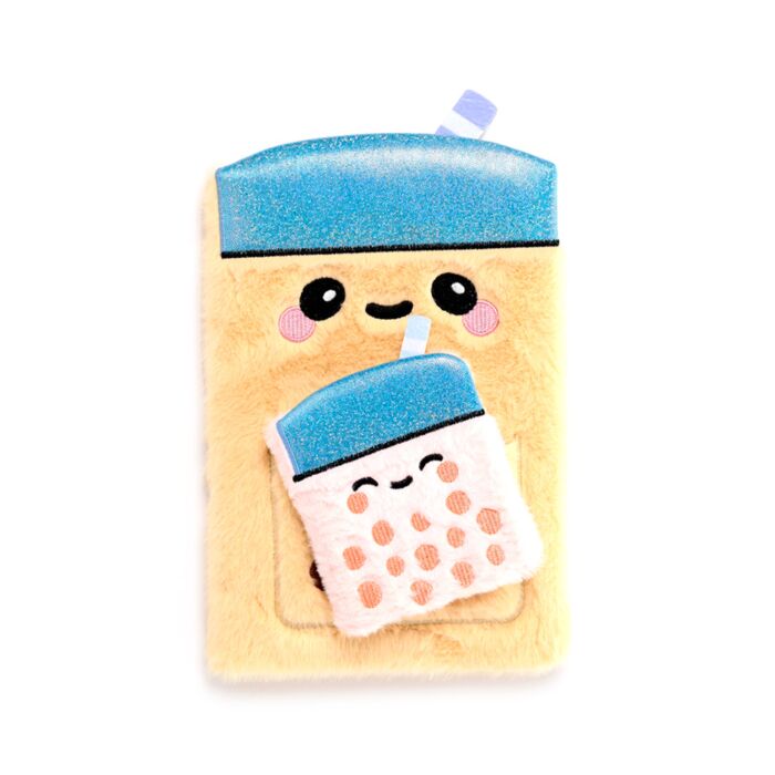Plush A5 Notebook with Pouch & Mini Notebook - Foodiemas Bubble Tea image 1