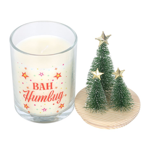 Bah Humbug Orange & Clove Glass Candle with Tree image 2