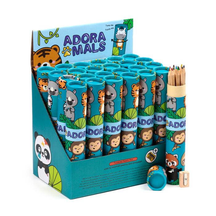Large Colouring Pencil Tube & Sharpener - Adoramals Wild image 0