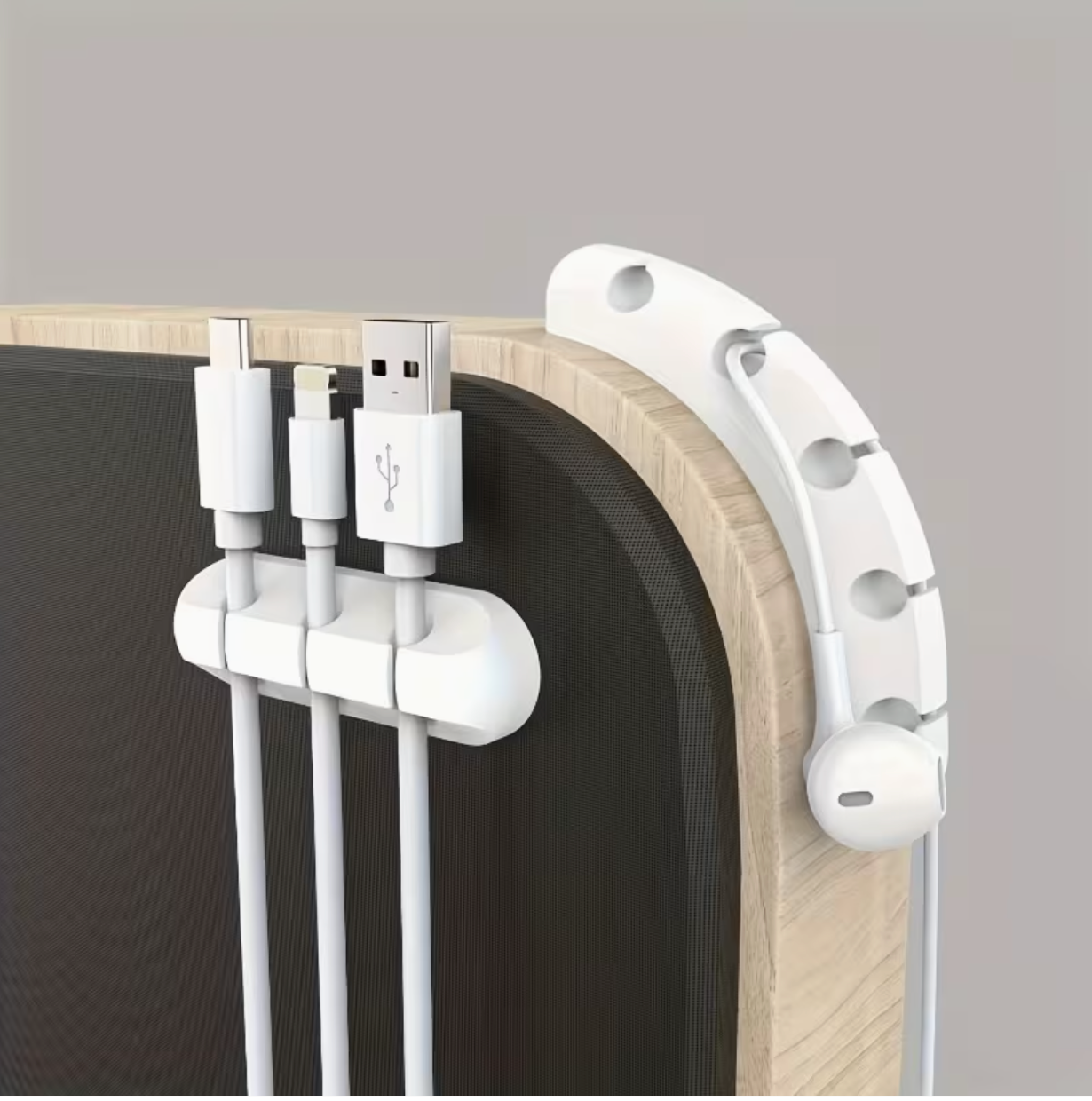 Hole USB Cord Management Box with Clips | Desk, Car, Home & Office Cable Storage image 5
