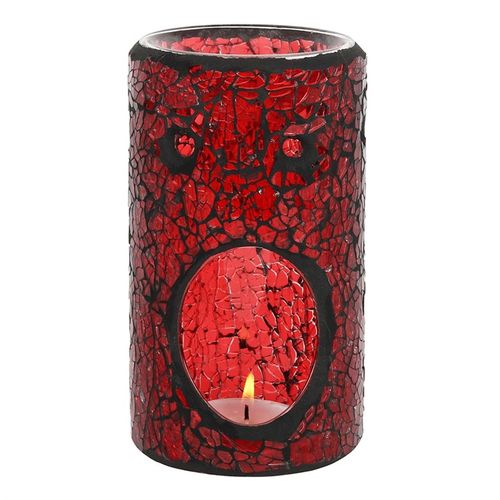 Red Pillar Crackle Glass Oil Burner and Wax Warmer image 3