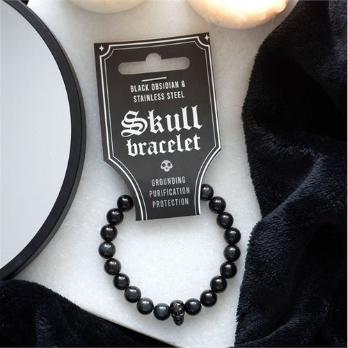 Black Obsidian Skull Bracelet image 1