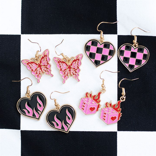 Checkerboard Heart Earrings image 1