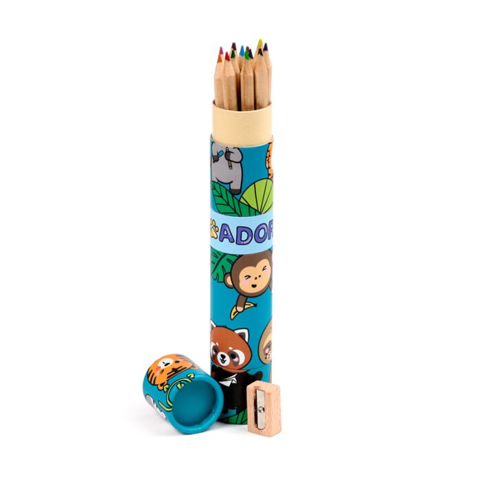 Large Colouring Pencil Tube & Sharpener - Adoramals Wild image 1