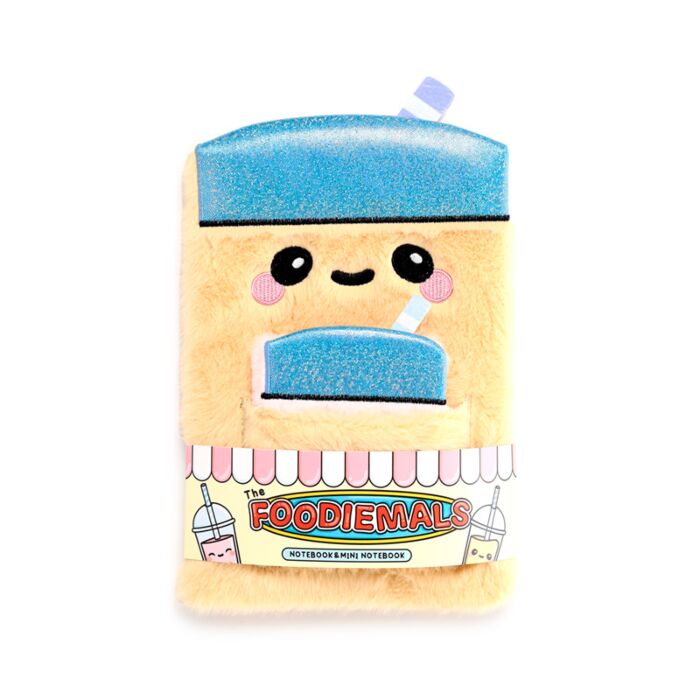 Plush A5 Notebook with Pouch & Mini Notebook - Foodiemas Bubble Tea image 0