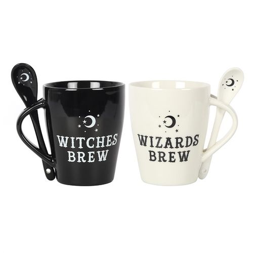 Witch and Wizard Couples Mug and Spoon Set image 3