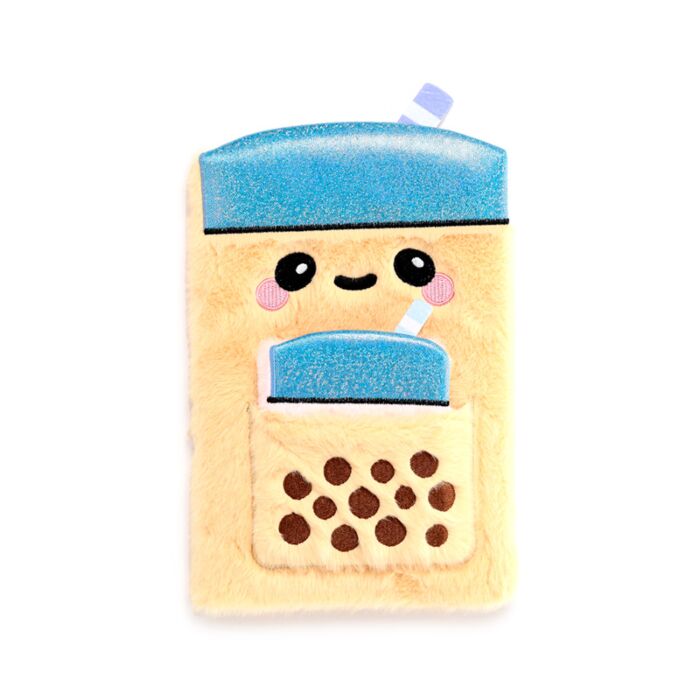 Plush A5 Notebook with Pouch & Mini Notebook - Foodiemas Bubble Tea image 3