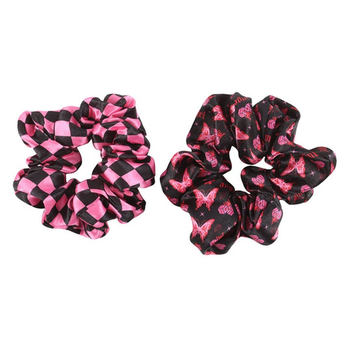 Set of 2 Rebel Butterfly and Checkerboard Hair Scrunchies image 1