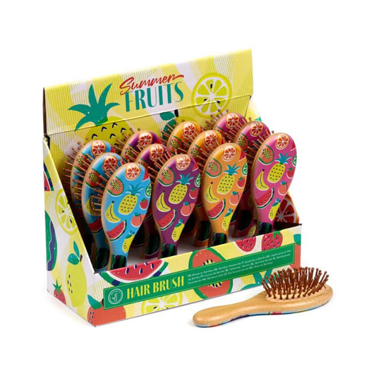 Bamboo Hair Brush - Summer Fruits image 0