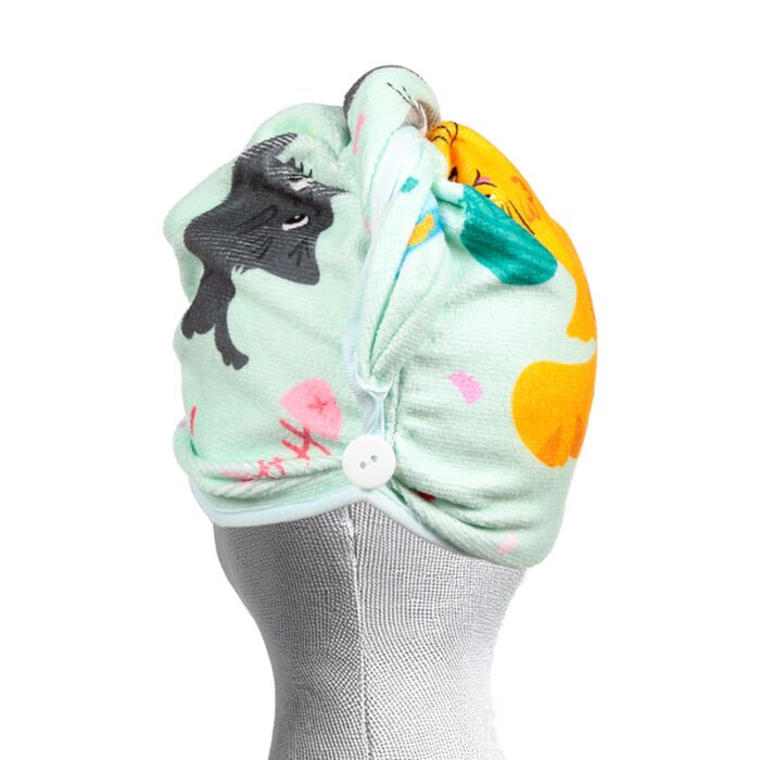 Hair Wrap Towel - Beans & Co Cats image 2