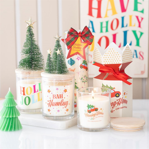 Bah Humbug Orange & Clove Glass Candle with Tree image 1