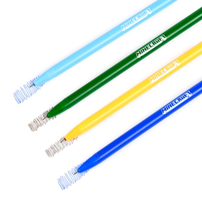 Set of 4 Erasable Pens with Silicone Topper - Minecraft Chibi image 1