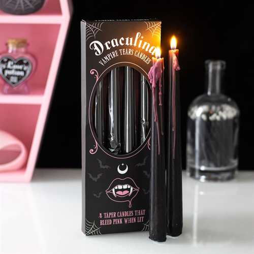 Set of 4 Pink Vampire Tears Taper Candles image 0
