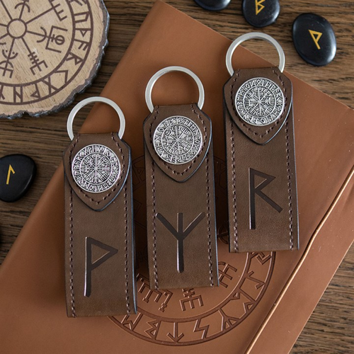 Joy Viking Rune Faux Leather Keyring - Image 2