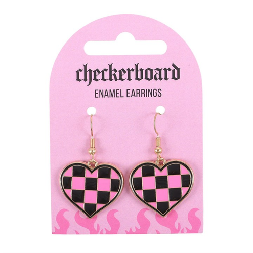 Checkerboard Heart Earrings - Image 3