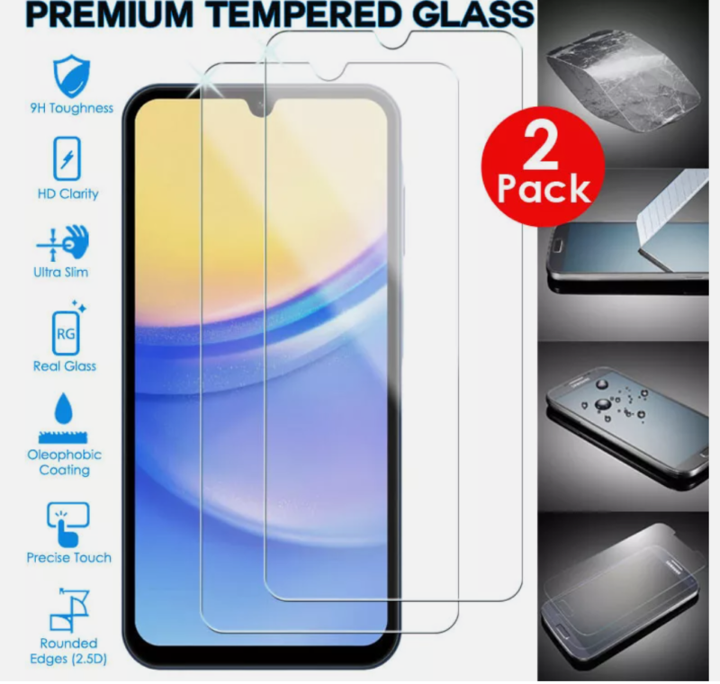 2X Tempered Glass Screen Protector For Samsung A15 / A24 / A25