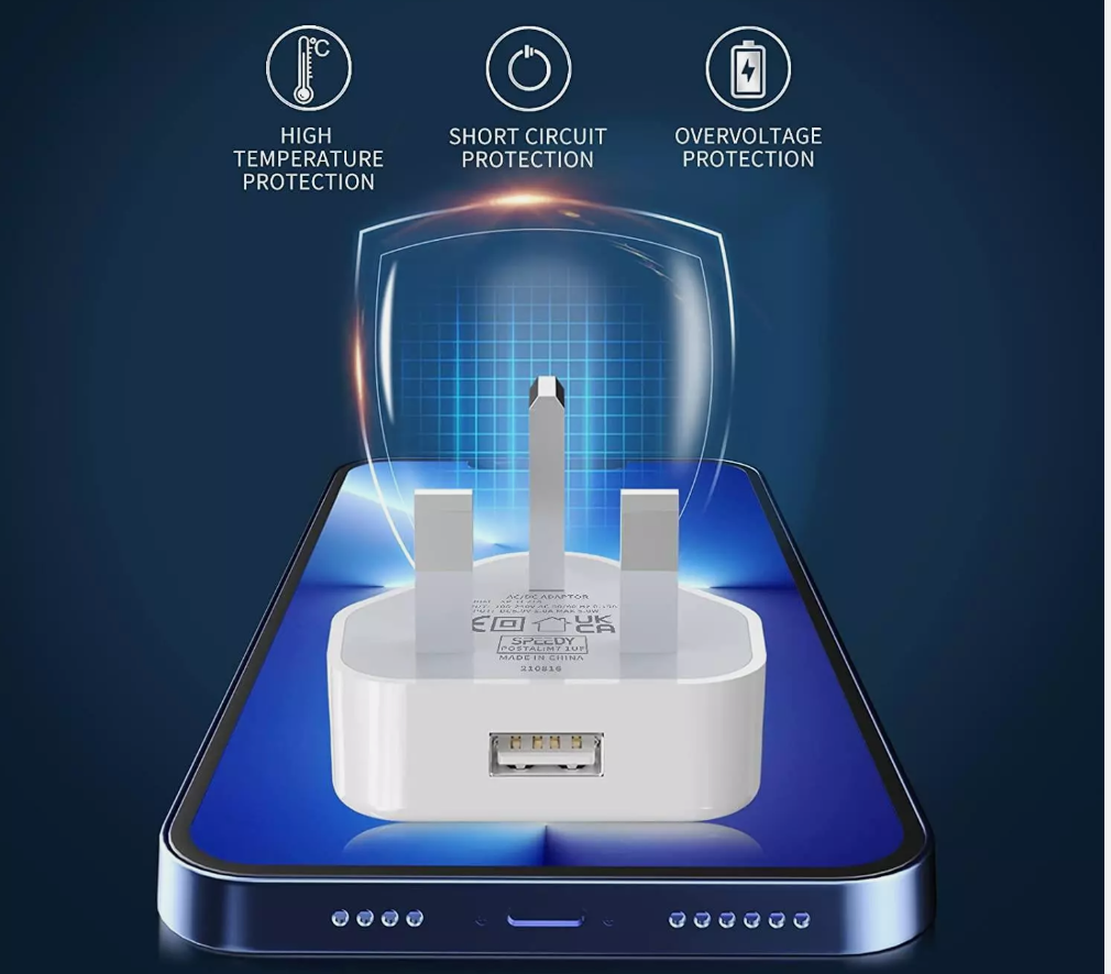 USB Port Fast Charger Adaptor UK Mains Wall 3 Pin Plug for Phone Tablet - Image 4