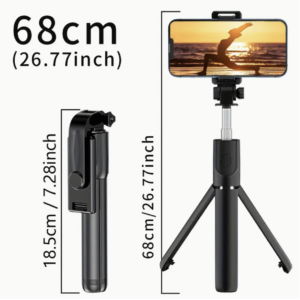 Foldable Selfie Pole with Tripod Stand – 360° Rotation, Anti-Shake, Wireless Handheld Gimbal for Mobile Photography & Travel