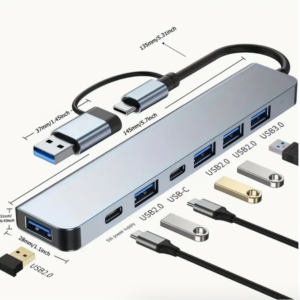 7-in-1 High-Speed USB 3.0 Data Transfer Adapter – Multiport Expansion Hub for Seamless Connectivity