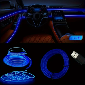 3M Blue Car LED Strip Decoration – Flexible Neon Rope Tube Atmosphere Light with USB | Auto Interior Ambient Lighting